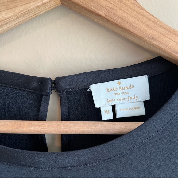 KATE SPADE black top short sleeve size 10 keyhole back closure - Picture 2 of 5